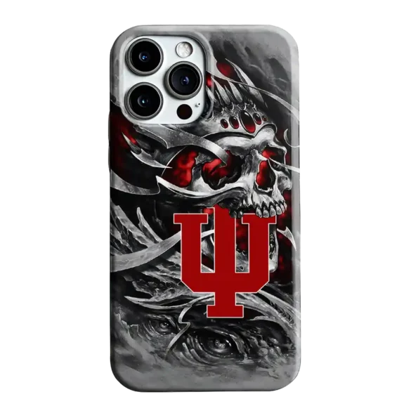 indiana hoosiers skull blades red gray phone case best selling