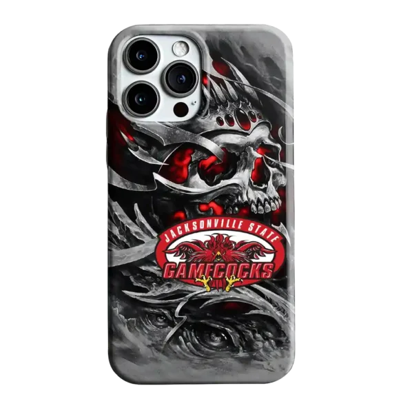 jacksonville state gamecocks skull blades red gray phone case best selling