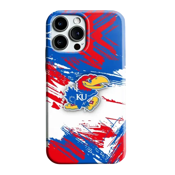 kansas jayhawks brushstroke clash blue white phone case best selling