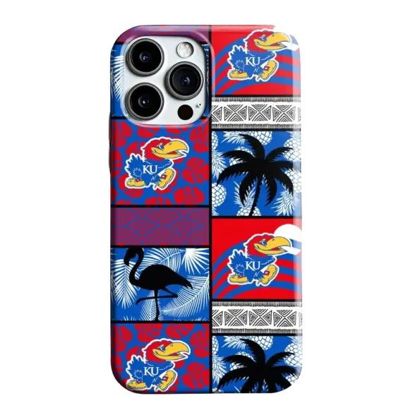 kansas jayhawks flamingo palm trees blue phone case best selling