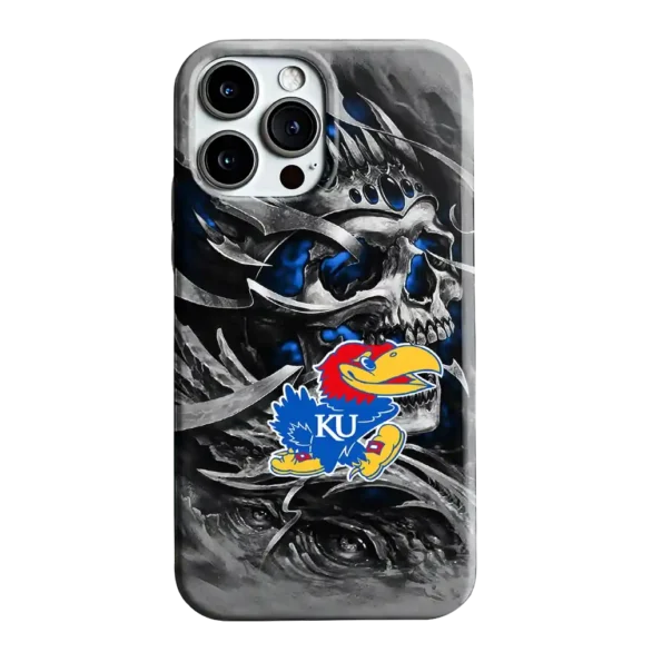 kansas jayhawks skull blades blue gray phone case best selling
