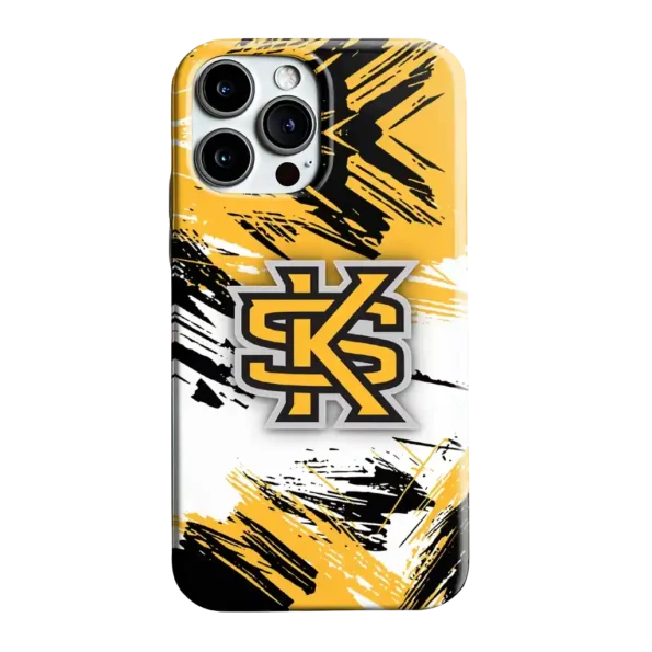 kennesaw state owls brushstroke clash gold white phone case best selling