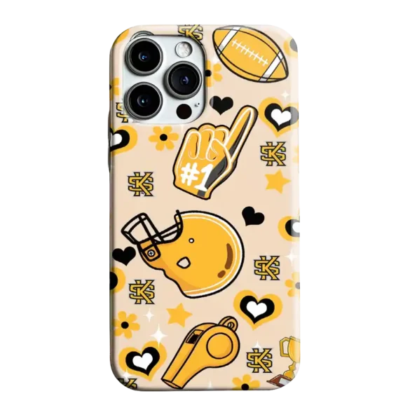 kennesaw state owls helmet hearts gold cream phone case best selling