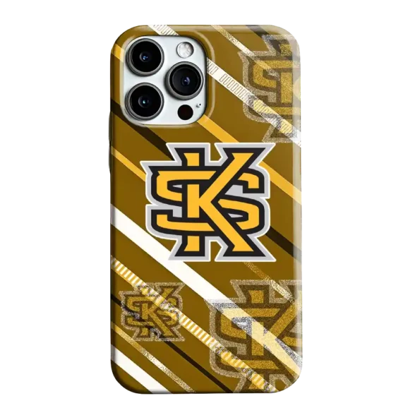 kennesaw state owls linear stripes gold phone case best selling