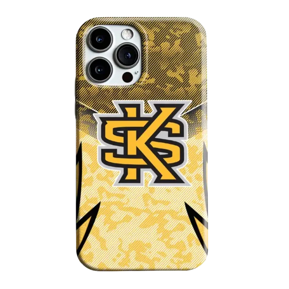 kennesaw state owls striped overlay gold phone case best selling