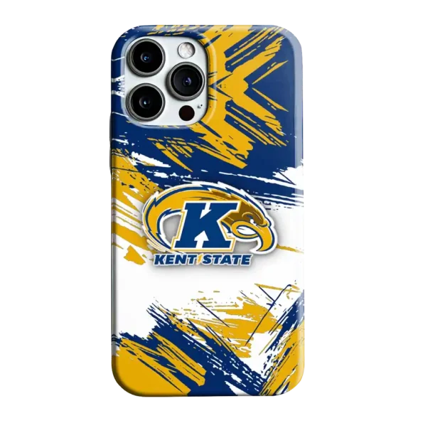 kent state golden flashes brushstroke clash navy blue white phone case best selling