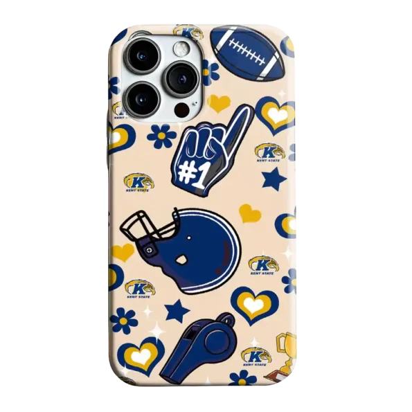 kent state golden flashes helmet hearts navy blue cream phone case best selling