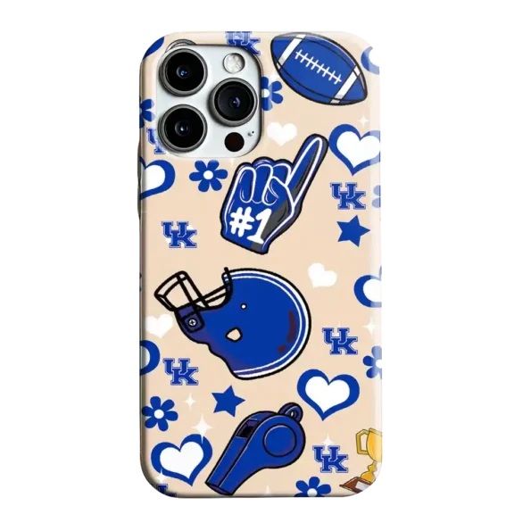 kentucky wildcats helmet hearts blue cream phone case best selling