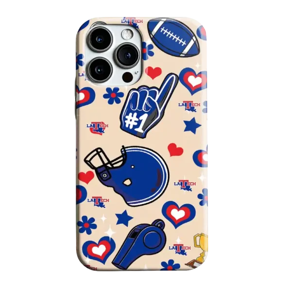 la tech helmet hearts blue cream phone case best selling