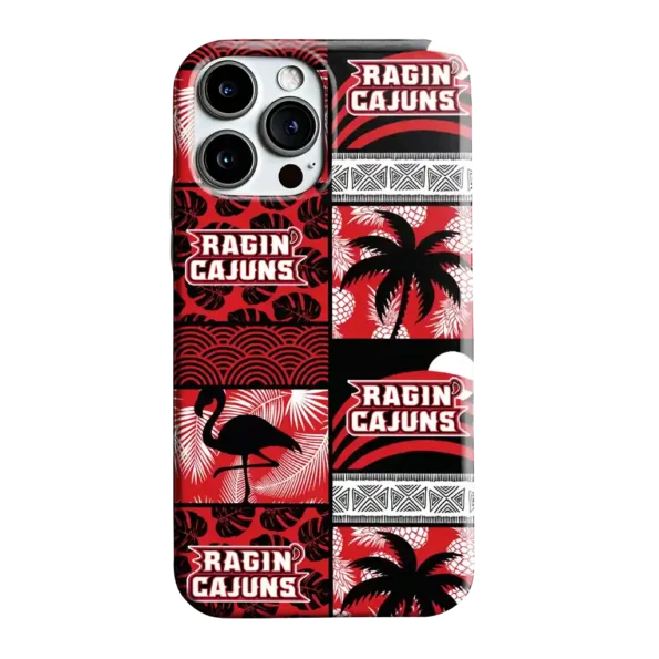 louisiana ragin cajuns flamingo palm trees red phone case best selling
