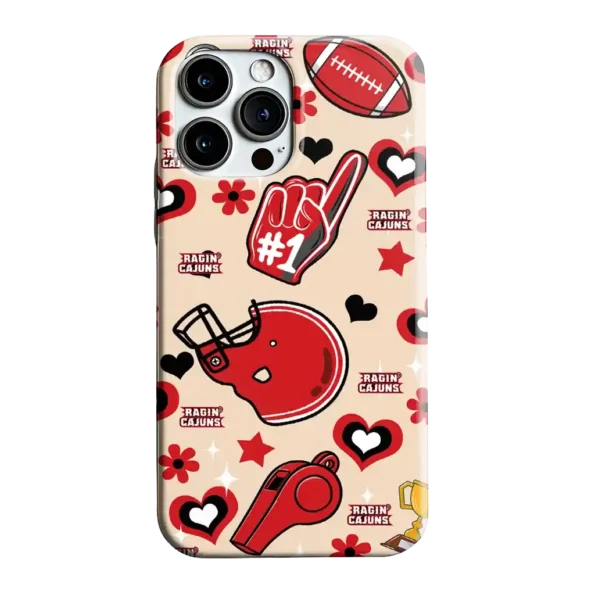 louisiana ragin cajuns helmet hearts red cream phone case best selling
