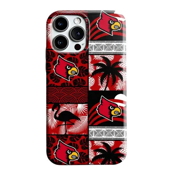 louisville cardinals flamingo palm trees red phone case best selling