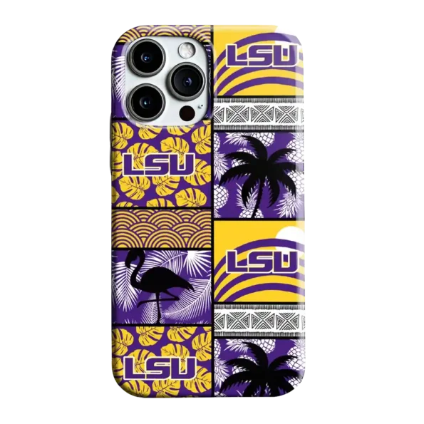 lsu tigers flamingo palm trees purple phone case best selling