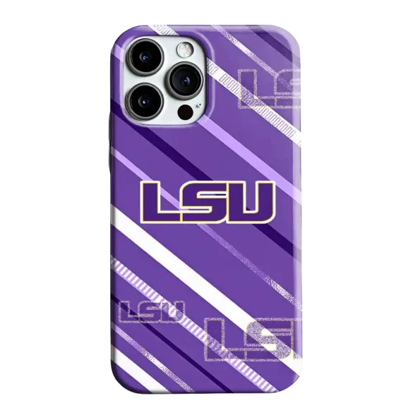 lsu tigers linear stripes purple phone case best selling