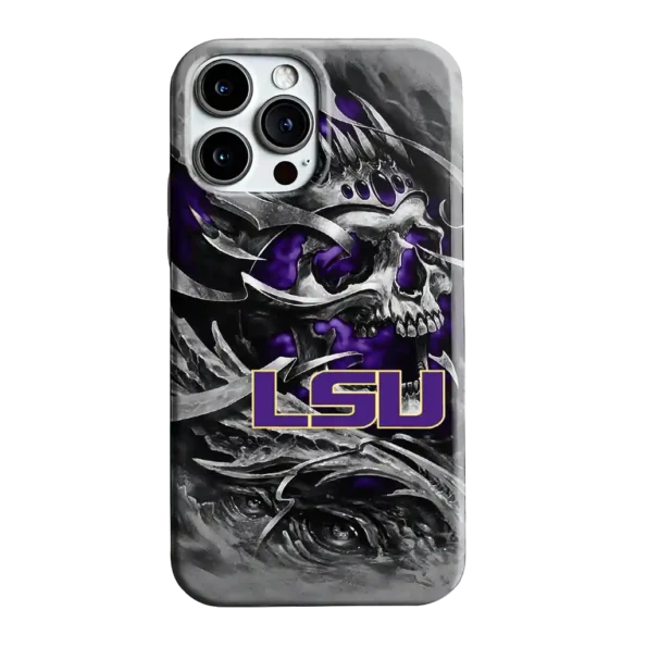 lsu tigers skull blades purple gray phone case best selling