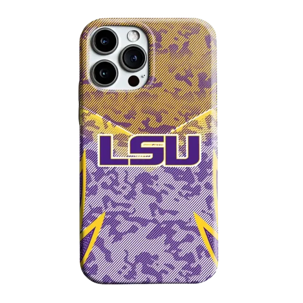 lsu tigers striped overlay purple phone case best selling