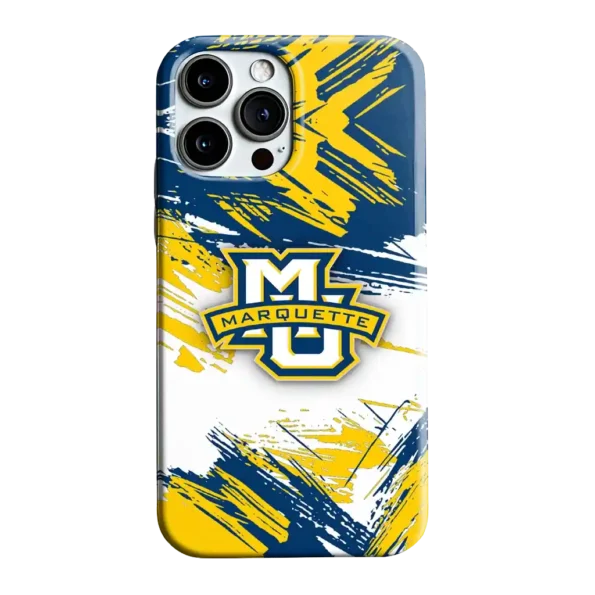 marquette golden eagles brushstroke clash blue white phone case best selling