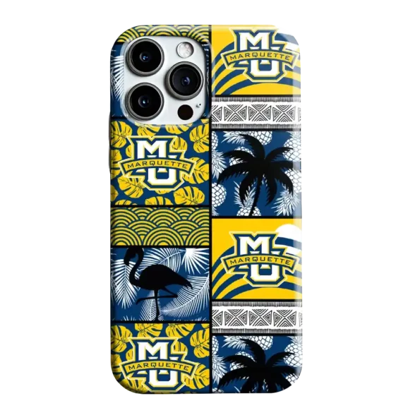 marquette golden eagles flamingo palm trees blue phone case best selling