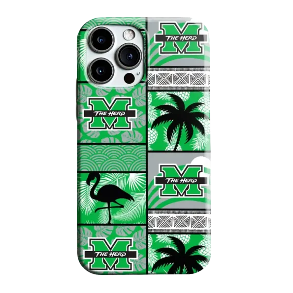 marshall thundering herd flamingo palm trees green phone case best selling