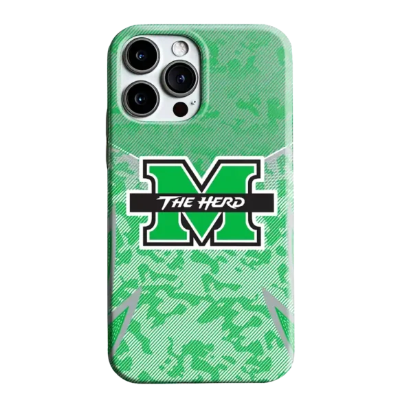 marshall thundering herd striped overlay green phone case best selling