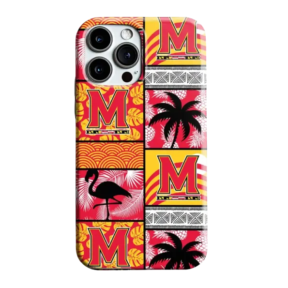 maryland terrapins flamingo palm trees red phone case best selling