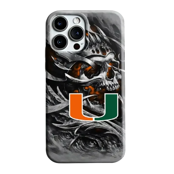 miami hurricanes skull blades orange gray phone case best selling