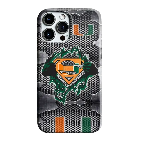 miami hurricanes superman emblem burst gray phone case best selling