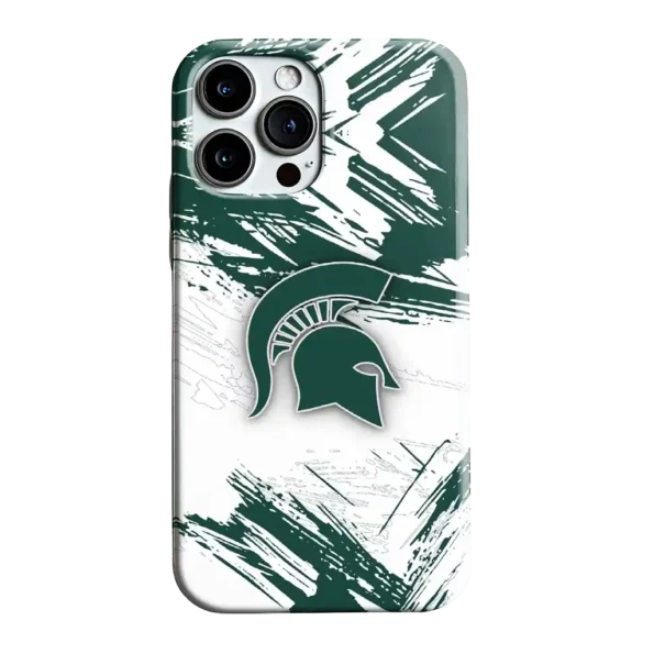 michigan state spartans brushstroke clash green white phone case best selling