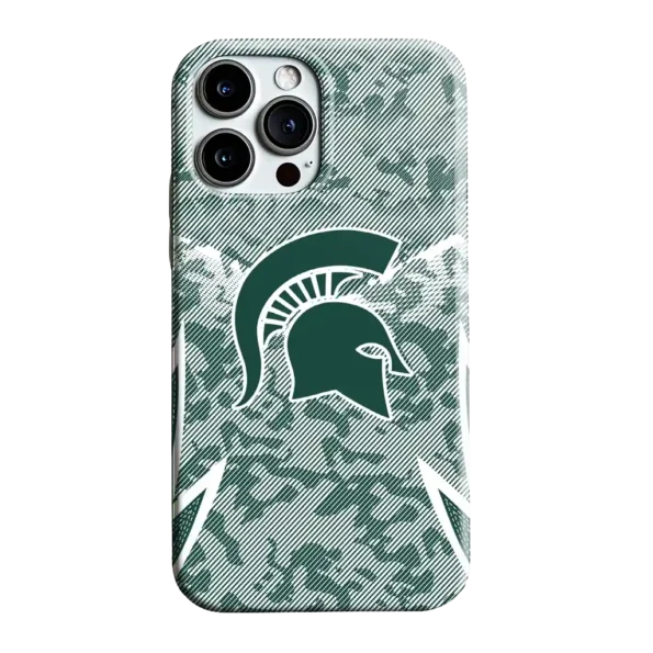 michigan state spartans striped overlay green phone case best selling