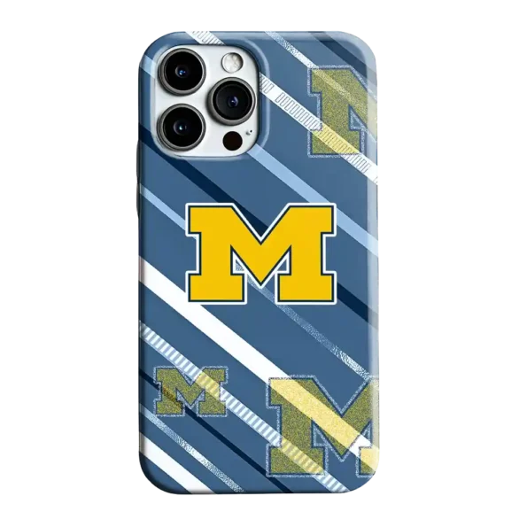 michigan wolverines linear stripes blue phone case best selling
