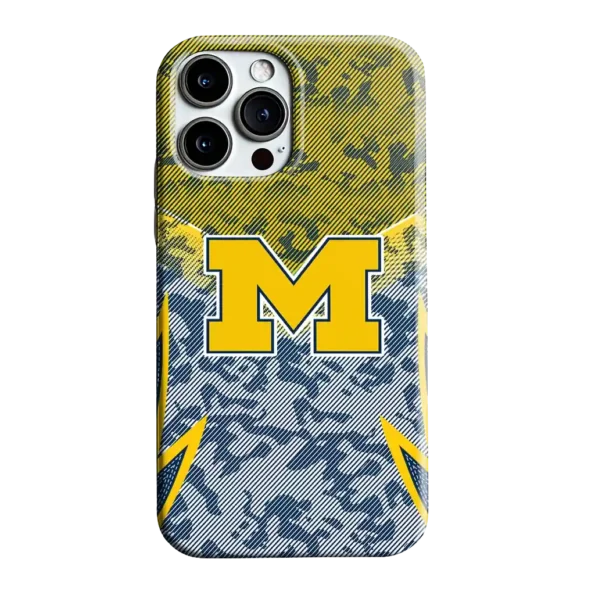 michigan wolverines striped overlay blue phone case best selling