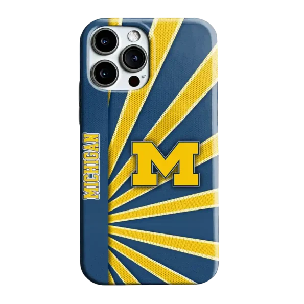 michigan wolverines sunburst rays blue phone case best selling