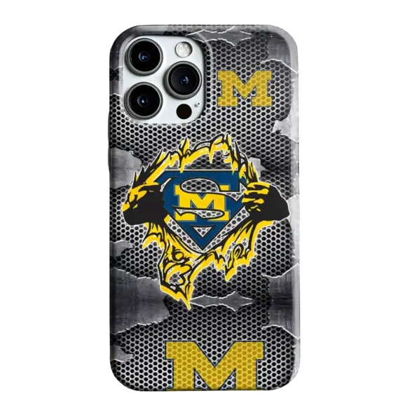 michigan wolverines superman emblem burst gray phone case best selling