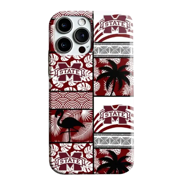 mississippi state bulldogs flamingo palm trees maroon phone case best selling