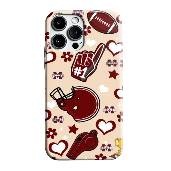 mississippi state bulldogs helmet hearts maroon cream phone case best selling