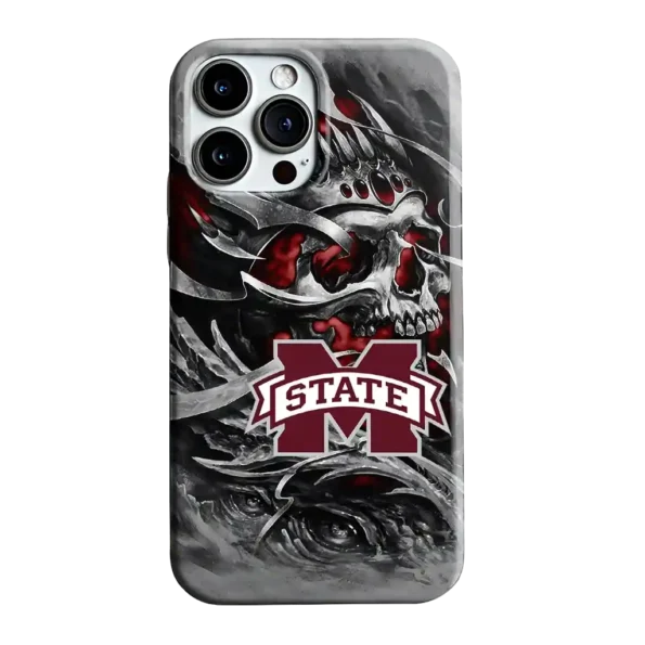 mississippi state bulldogs skull blades maroon gray phone case best selling