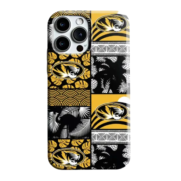 missouri tigers flamingo palm trees black phone case best selling
