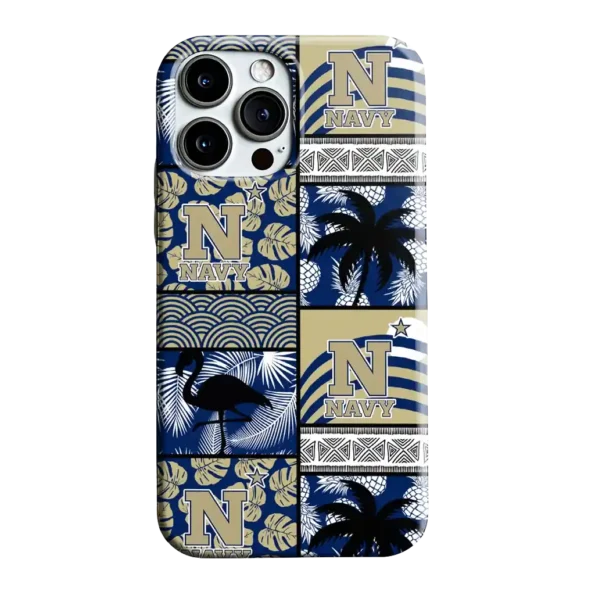navy midshipmen flamingo palm trees blue phone case best selling