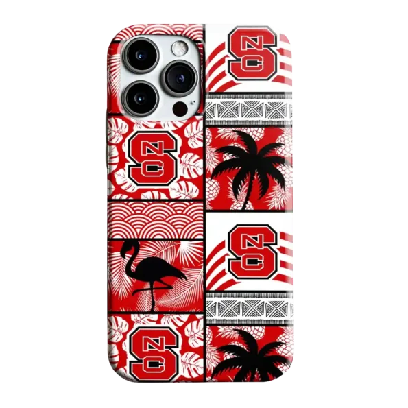 nc state wolfpack flamingo palm trees red phone case best selling