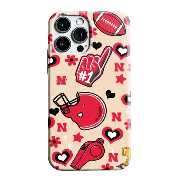 nebraska cornhuskers helmet hearts red cream phone case best selling
