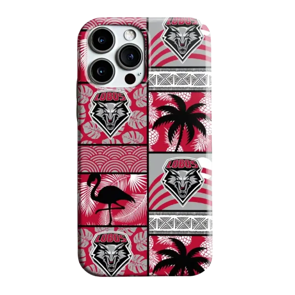 new mexico lobos flamingo palm trees red phone case best selling