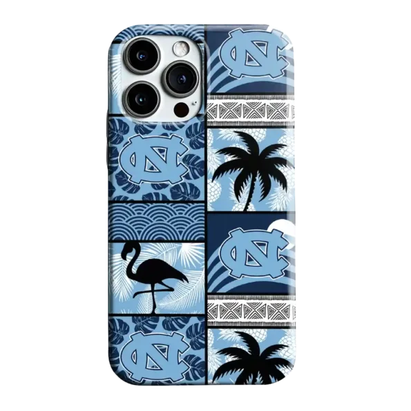 north carolina tar heels flamingo palm trees light blue phone case best selling