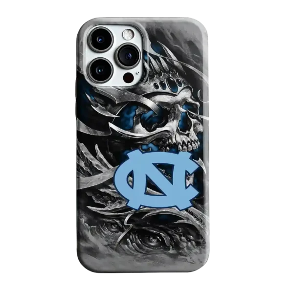 north carolina tar heels skull blades light blue gray phone case best selling