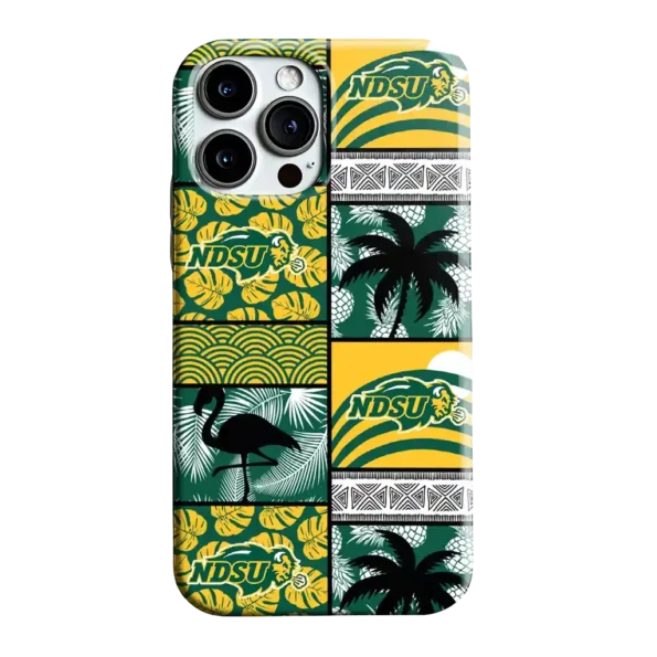 north dakota state bison flamingo palm trees green phone case best selling