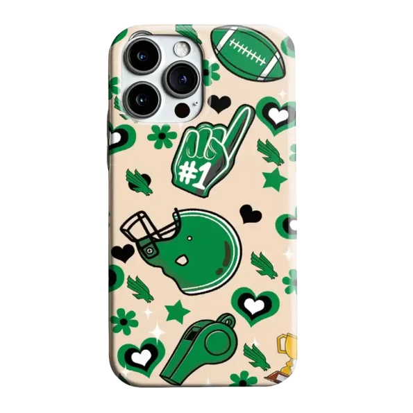 north texas mean green helmet hearts green cream phone case best selling