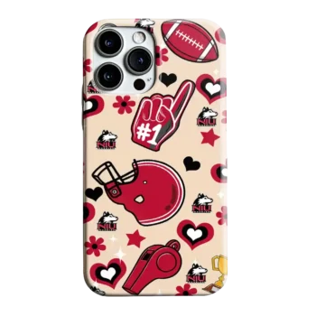 Northern Illinois Huskies Helmet Hearts Red Cream Phone Case
