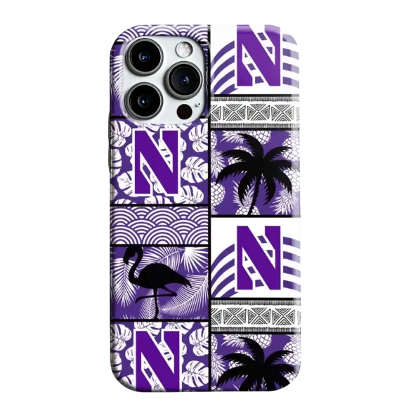 northwestern wildcats flamingo palm trees purple phone case best selling