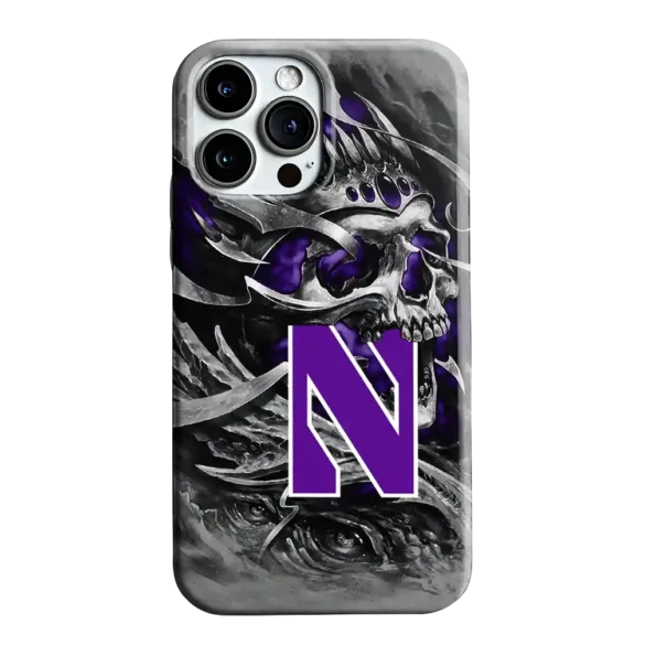 northwestern wildcats skull blades purple gray phone case best selling