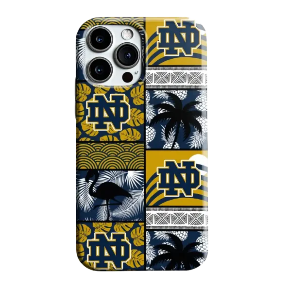 notre dame fighting irish flamingo palm trees navy phone case best selling