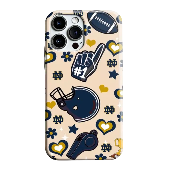 notre dame fighting irish helmet hearts navy cream phone case best selling
